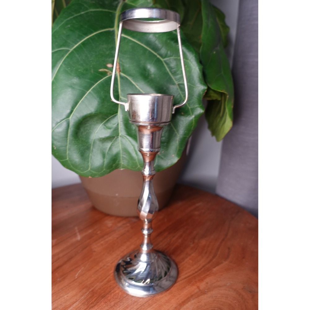 VTG Hosley Silver Plated Candle Holder Bedside Chamberstick with Drip‎ Catcher